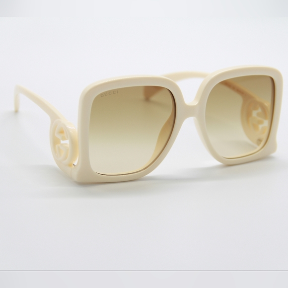 NEW GUCCI GG1326S 002 SQUARE WOMEN NUDE OVERSIZED SUNGLASSES
